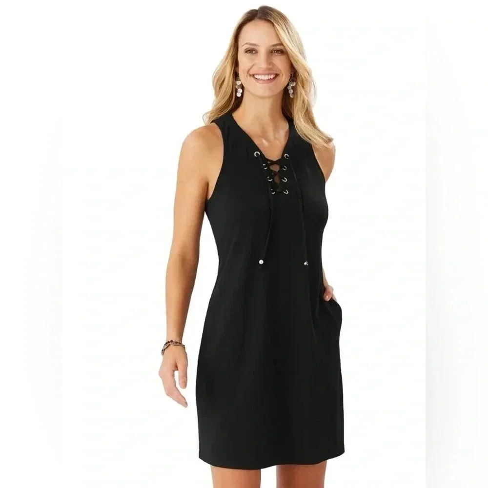 Michael Kors Black Front Lace Up Dress Size Small